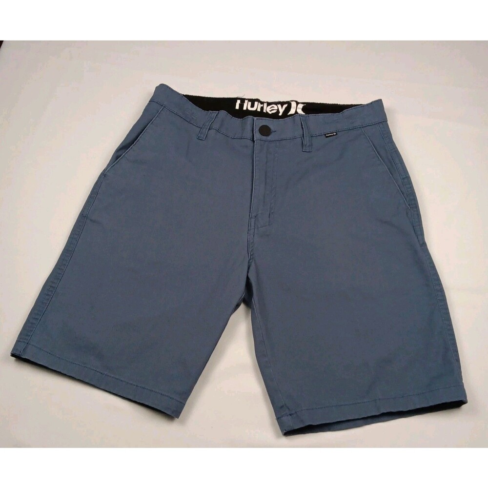 Hurley Mens Size 32 Slate Blue Chino Walk Shorts Flat Front Surf Casual